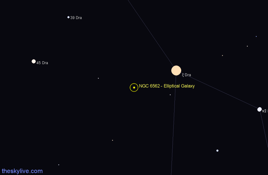 Finder chart NGC 6562 - Elliptical Galaxy in Draco star