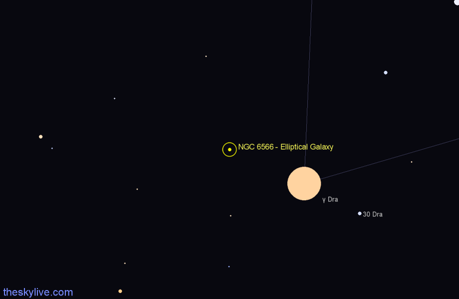 Finder chart NGC 6566 - Elliptical Galaxy in Draco star