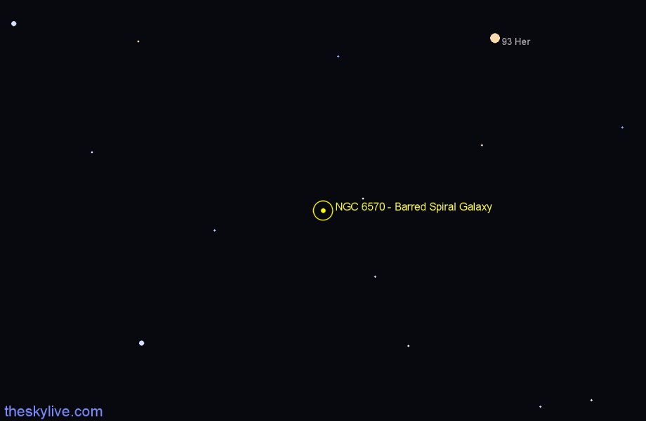 Finder chart NGC 6570 - Barred Spiral Galaxy in Ophiuchus star