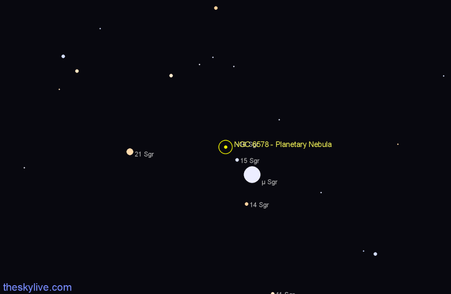 Finder chart NGC 6578 - Planetary Nebula in Sagittarius star