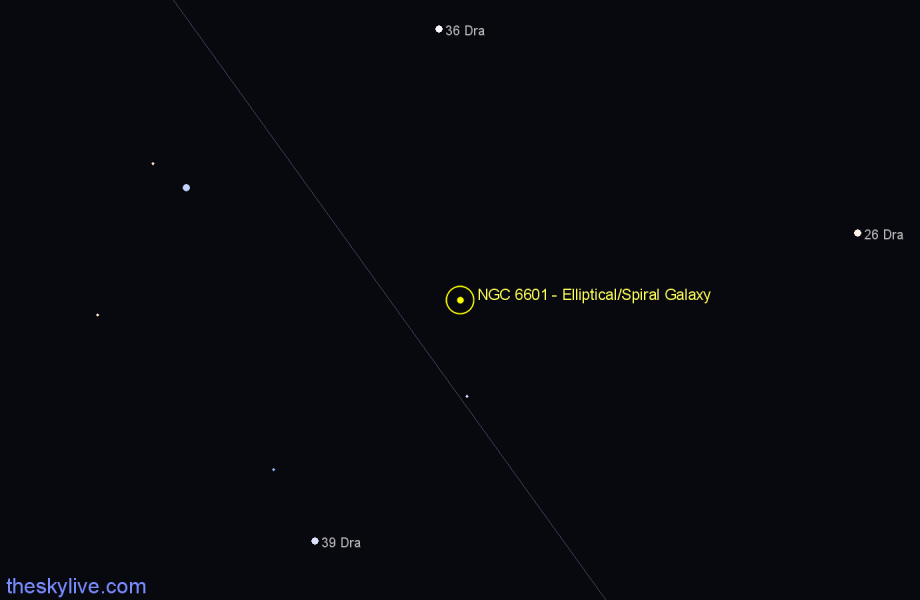 Finder chart NGC 6601 - Elliptical/Spiral Galaxy in Draco star