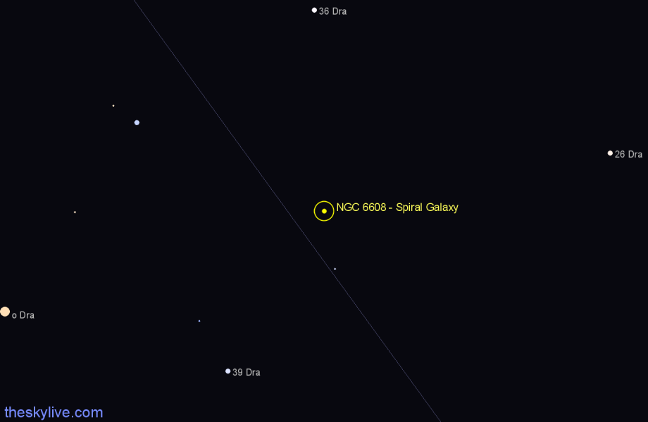Finder chart NGC 6608 - Spiral Galaxy in Draco star