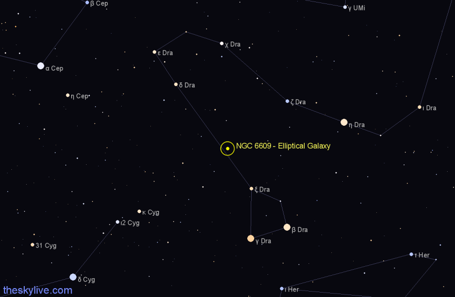 Finder chart NGC 6609 - Elliptical Galaxy in Draco star