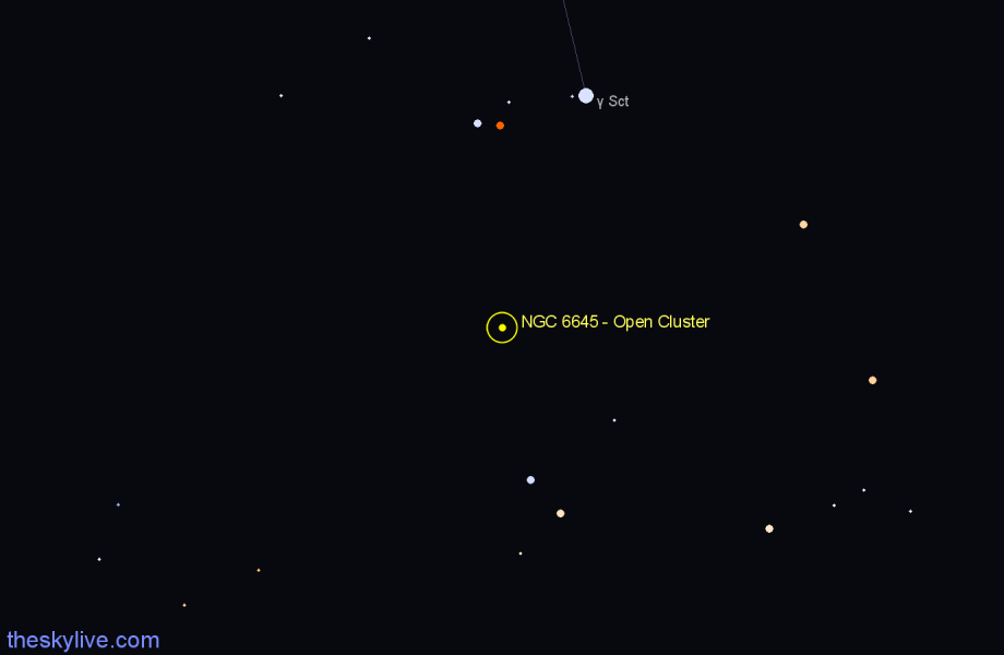 Finder chart NGC 6645 - Open Cluster in Sagittarius star