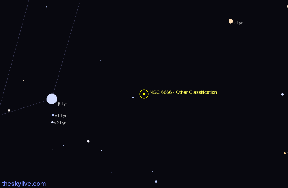 Finder chart NGC 6666 - Other Classification in Lyra star