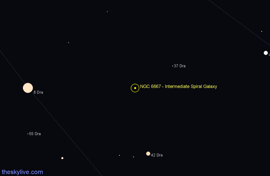 Finder chart NGC 6667 - Intermediate Spiral Galaxy in Draco star
