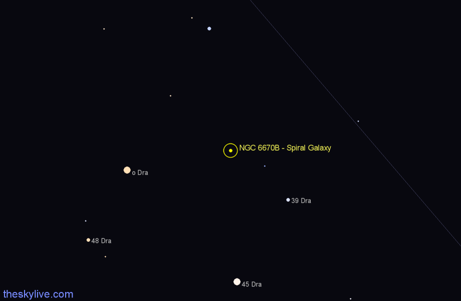 Finder chart NGC 6670B - Spiral Galaxy in Draco star