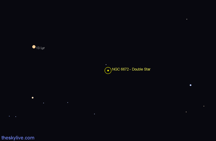 Finder chart NGC 6672 - Double Star in Lyra star