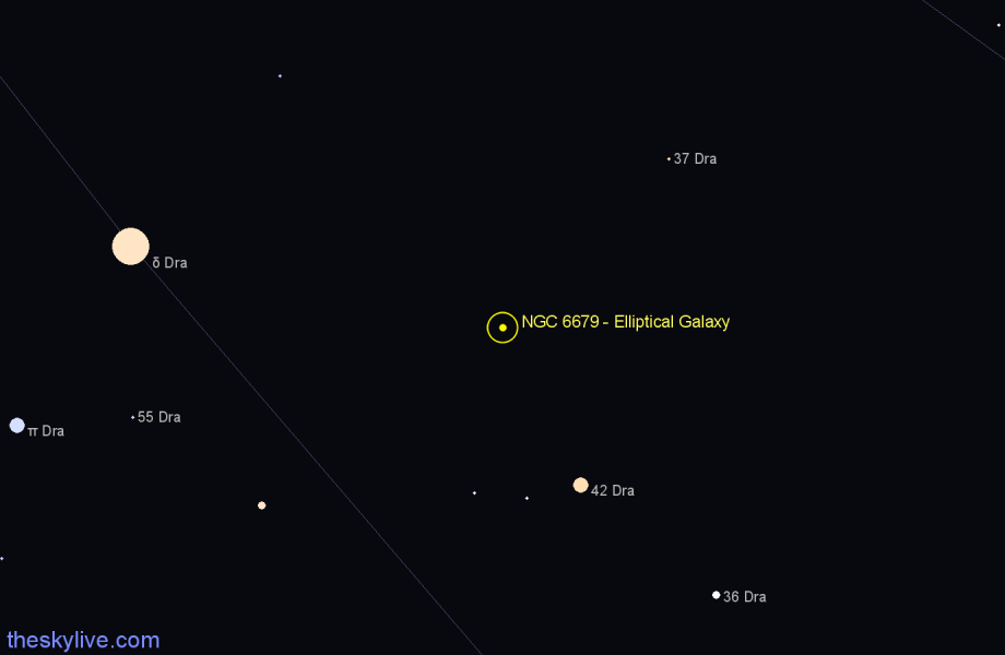 Finder chart NGC 6679 - Elliptical Galaxy in Draco star