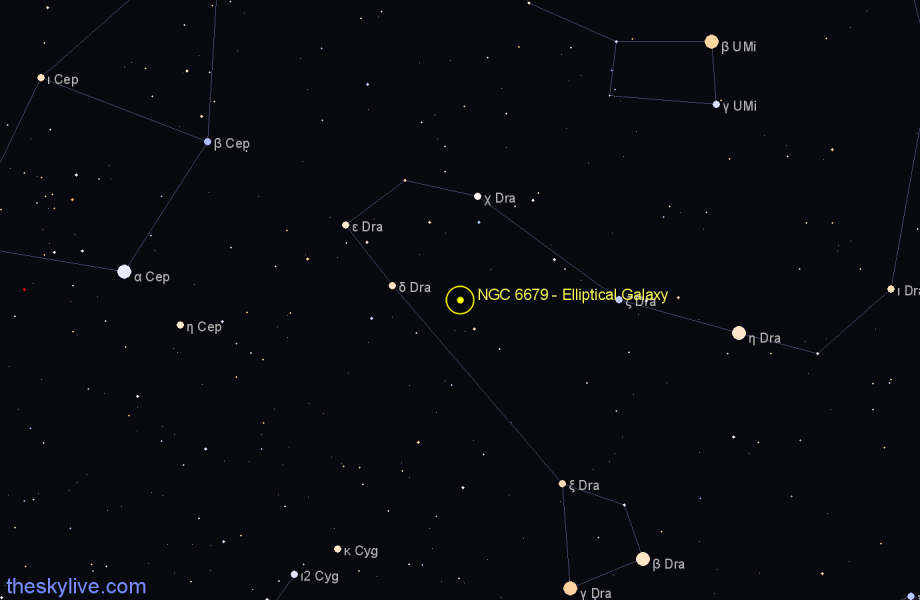 Finder chart NGC 6679 - Elliptical Galaxy in Draco star