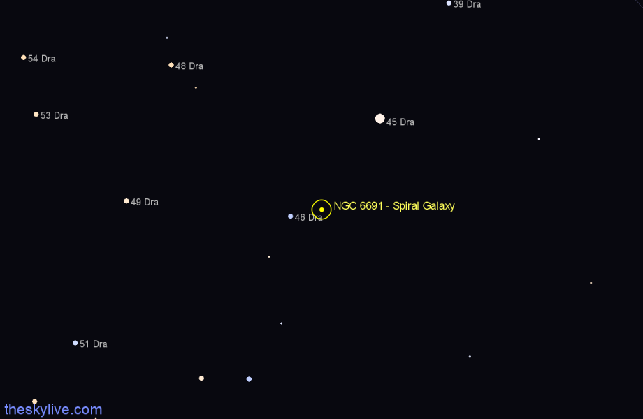 Finder chart NGC 6691 - Spiral Galaxy in Draco star