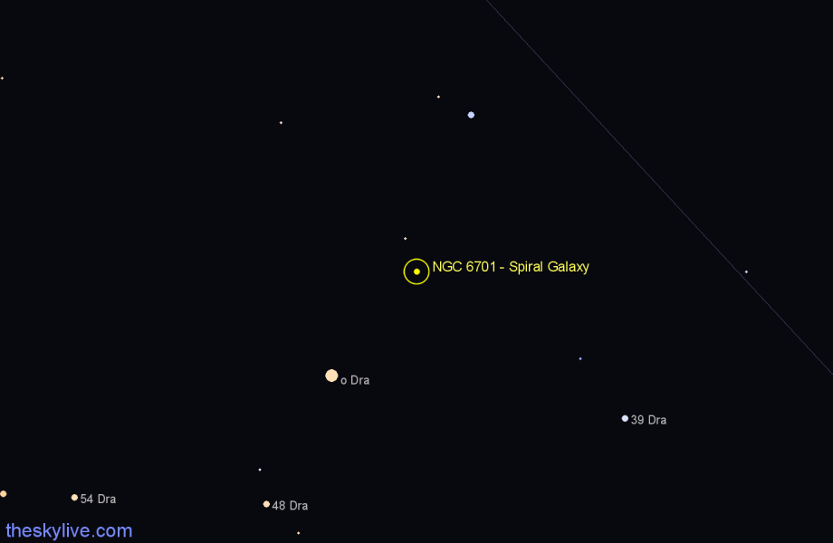 Finder chart NGC 6701 - Spiral Galaxy in Draco star