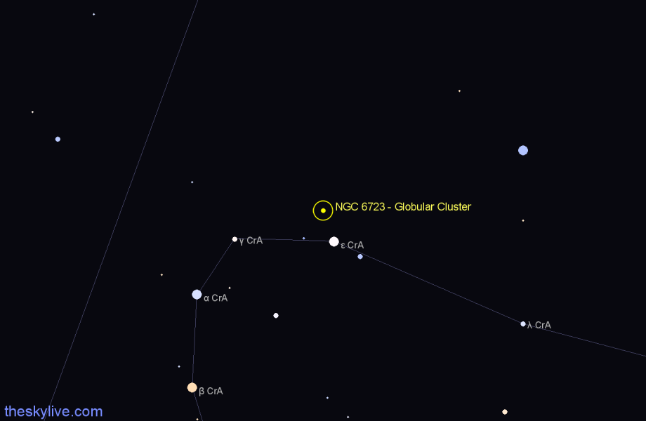 Finder chart NGC 6723 - Globular Cluster in Sagittarius star
