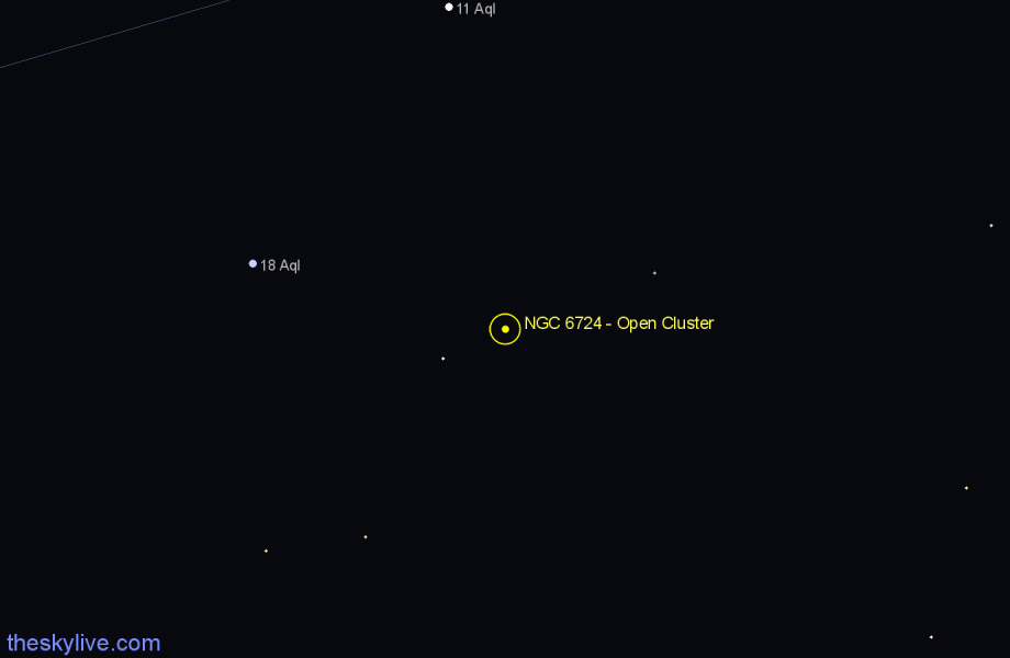 Finder chart NGC 6724 - Open Cluster in Aquila star