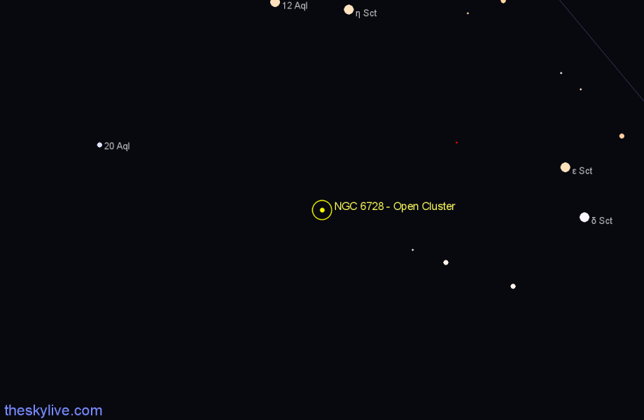 Finder chart NGC 6728 - Open Cluster in Aquila star