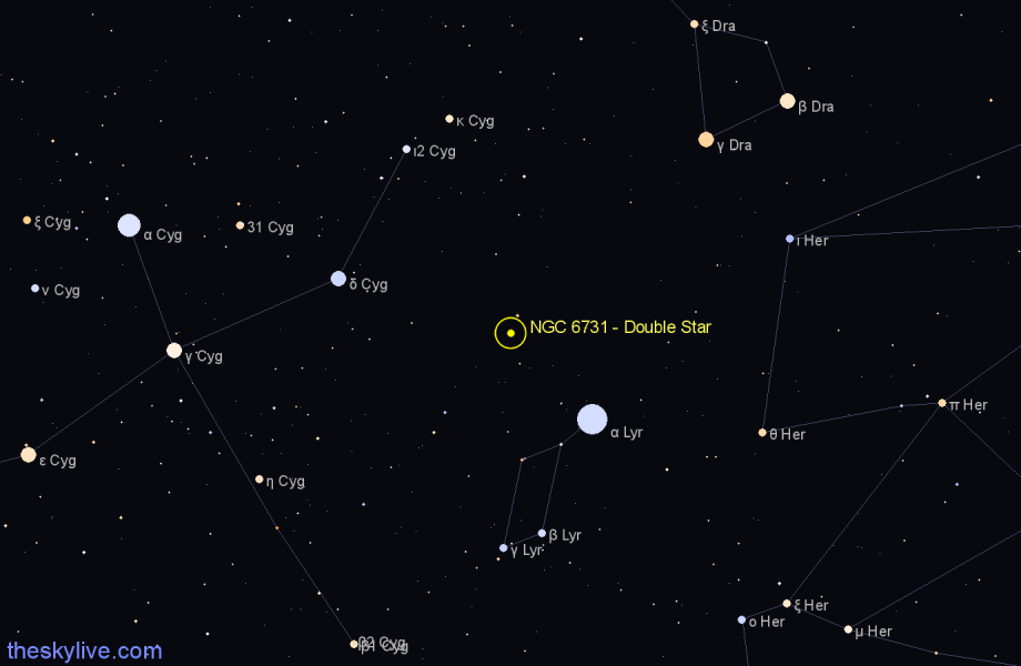 Finder chart NGC 6731 - Double Star in Lyra star