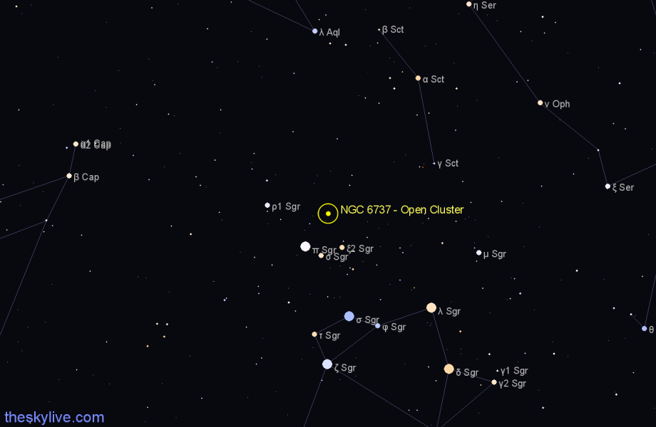 Finder chart NGC 6737 - Open Cluster in Sagittarius star