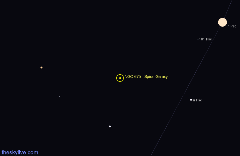 Finder chart NGC 675 - Spiral Galaxy in Aries star