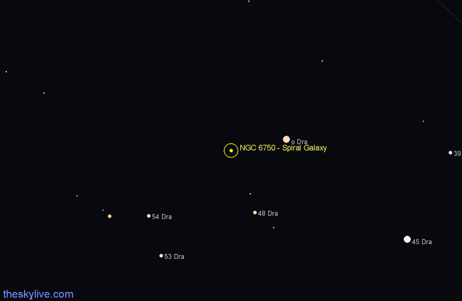 Finder chart NGC 6750 - Spiral Galaxy in Draco star