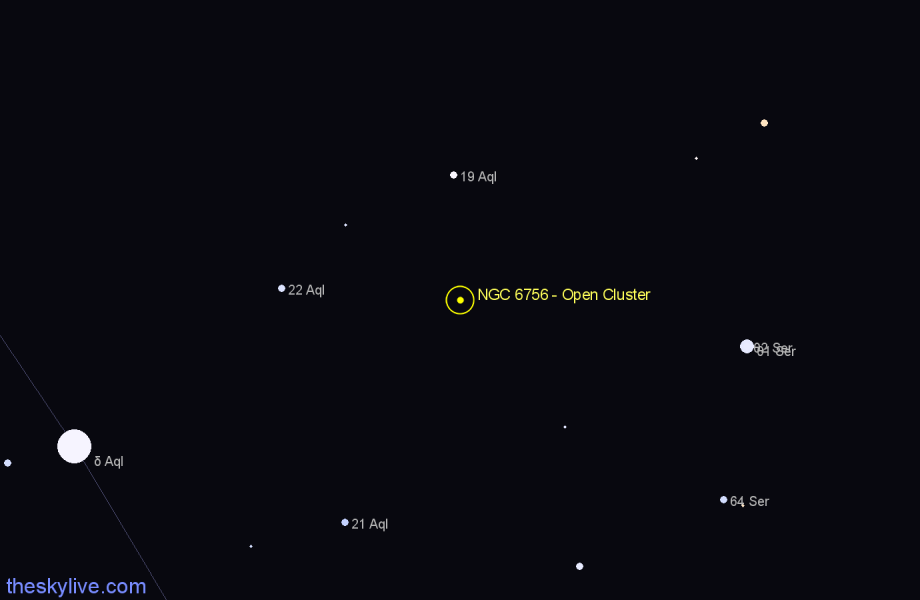 Finder chart NGC 6756 - Open Cluster in Aquila star