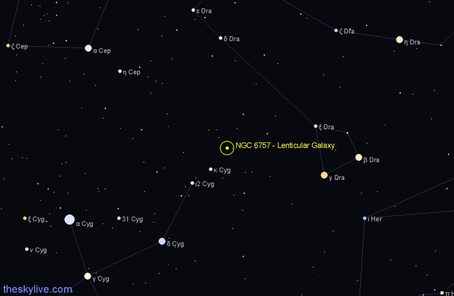 Finder chart NGC 6757 - Lenticular Galaxy in Draco star