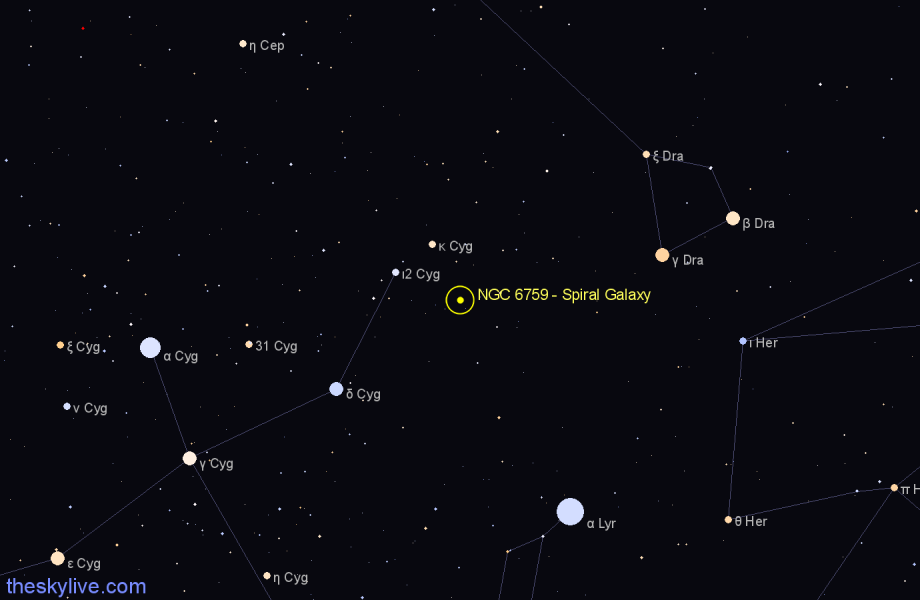 Finder chart NGC 6759 - Spiral Galaxy in Draco star