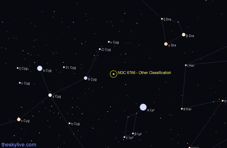 Finder chart NGC 6766 - Other Classification in Lyra star