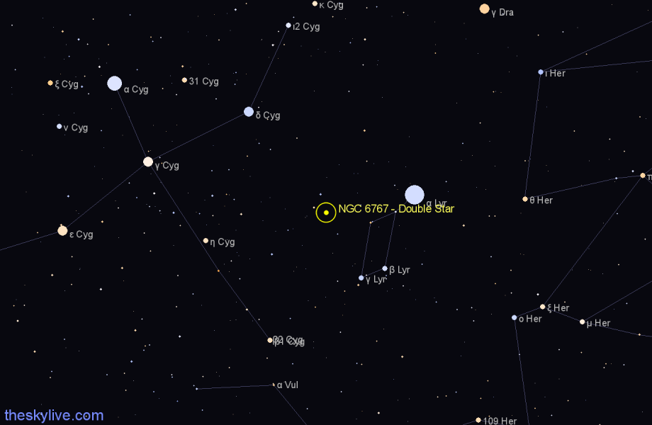 Finder chart NGC 6767 - Double Star in Lyra star