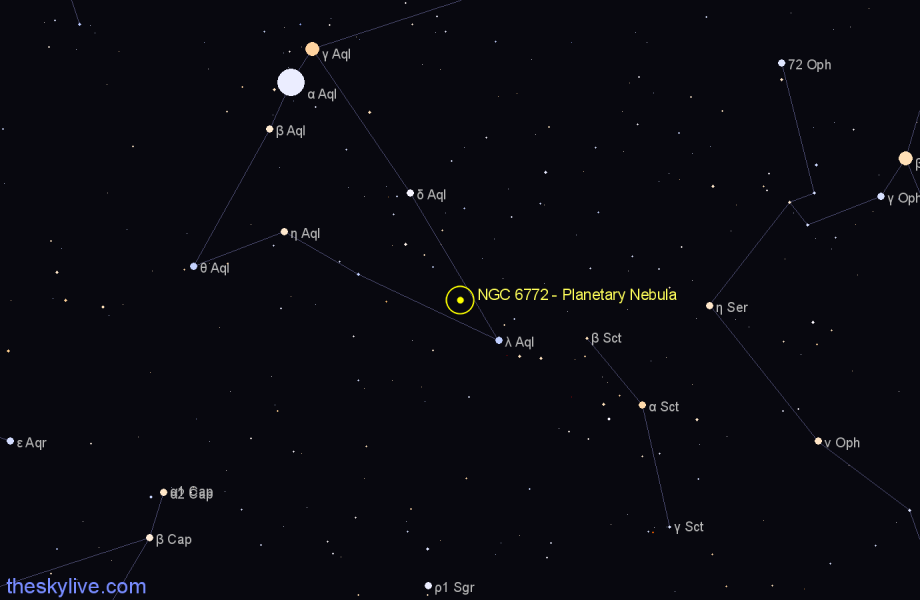 Finder chart NGC 6772 - Planetary Nebula in Aquila star