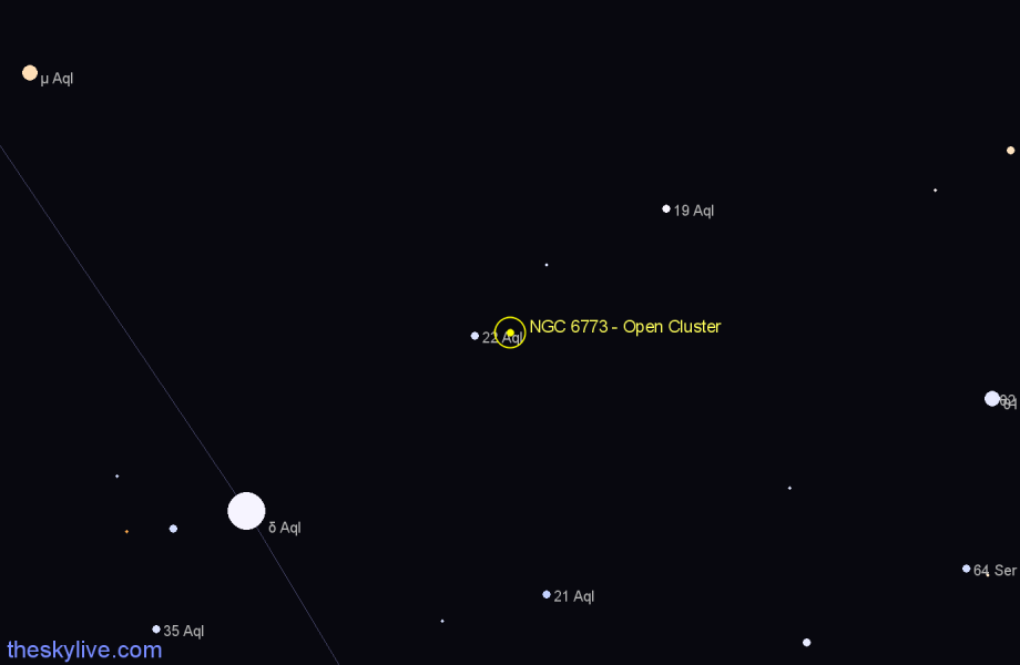 Finder chart NGC 6773 - Open Cluster in Aquila star