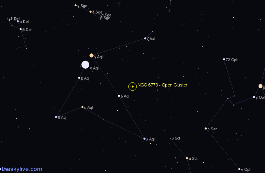 Finder chart NGC 6773 - Open Cluster in Aquila star