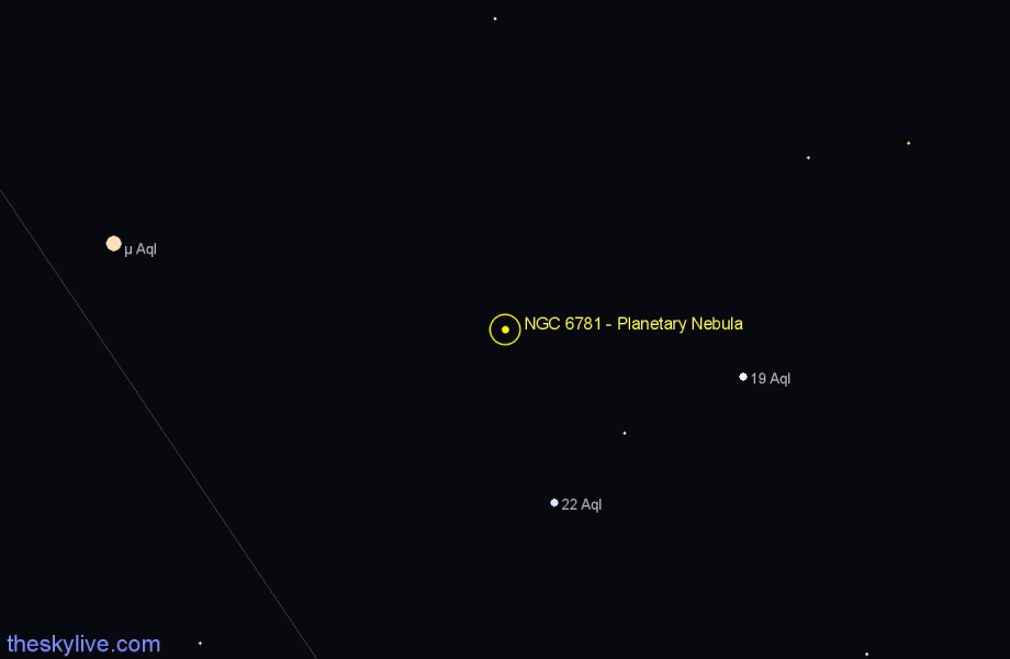 Finder chart NGC 6781 - Planetary Nebula in Aquila star
