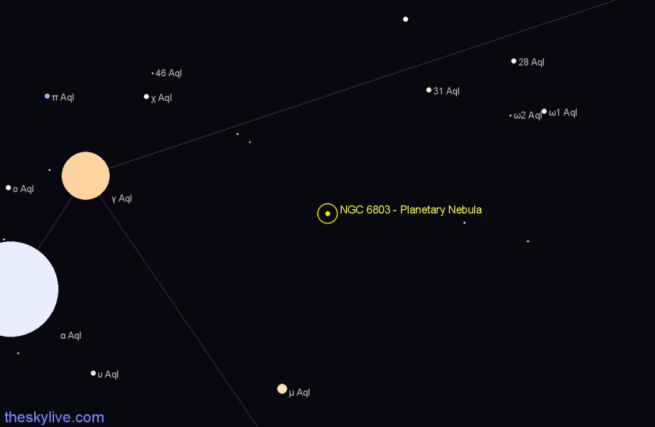 Finder chart NGC 6803 - Planetary Nebula in Aquila star