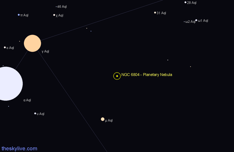 Finder chart NGC 6804 - Planetary Nebula in Aquila star