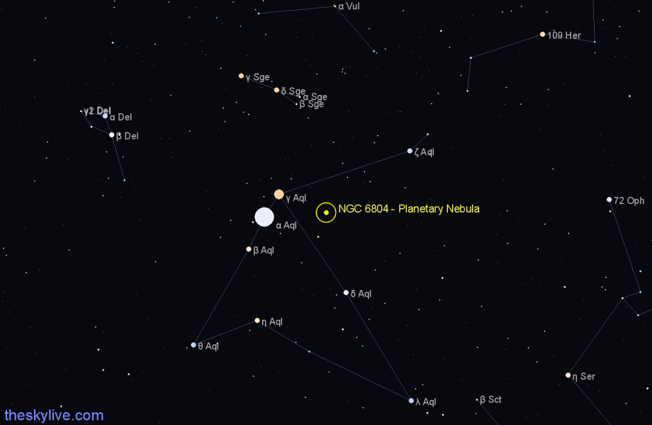 Finder chart NGC 6804 - Planetary Nebula in Aquila star