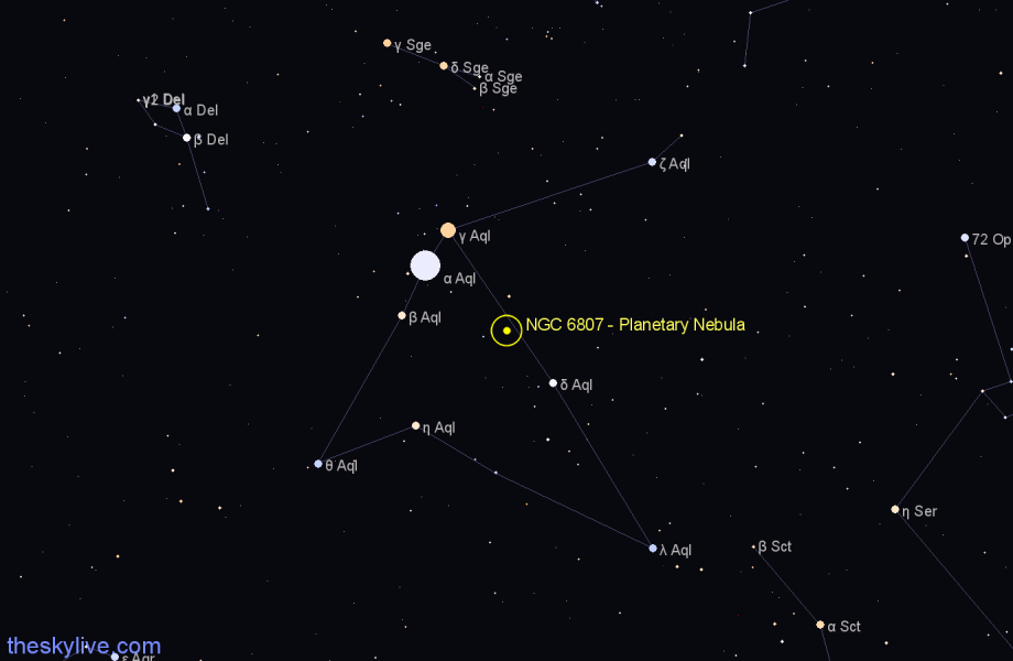 Finder chart NGC 6807 - Planetary Nebula in Aquila star