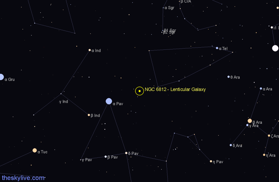 Finder chart NGC 6812 - Lenticular Galaxy in Telescopium star