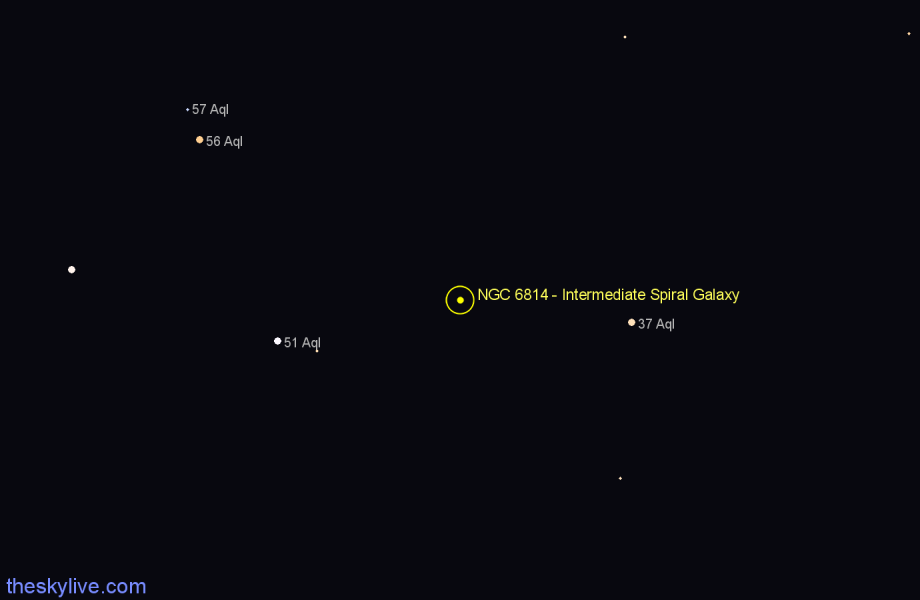 Finder chart NGC 6814 - Intermediate Spiral Galaxy in Aquila star