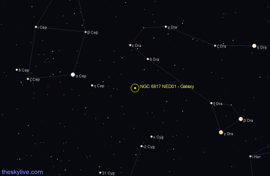 Finder chart NGC 6817 NED01 - Galaxy in Draco star