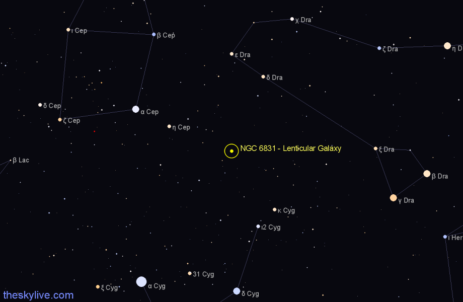 Finder chart NGC 6831 - Lenticular Galaxy in Draco star