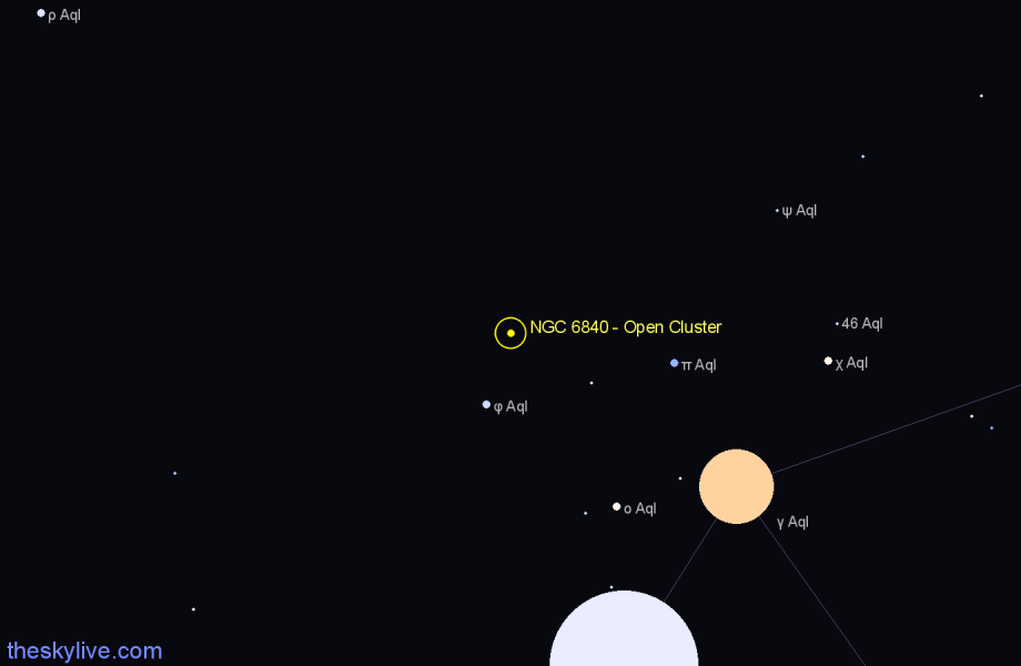 Finder chart NGC 6840 - Open Cluster in Aquila star
