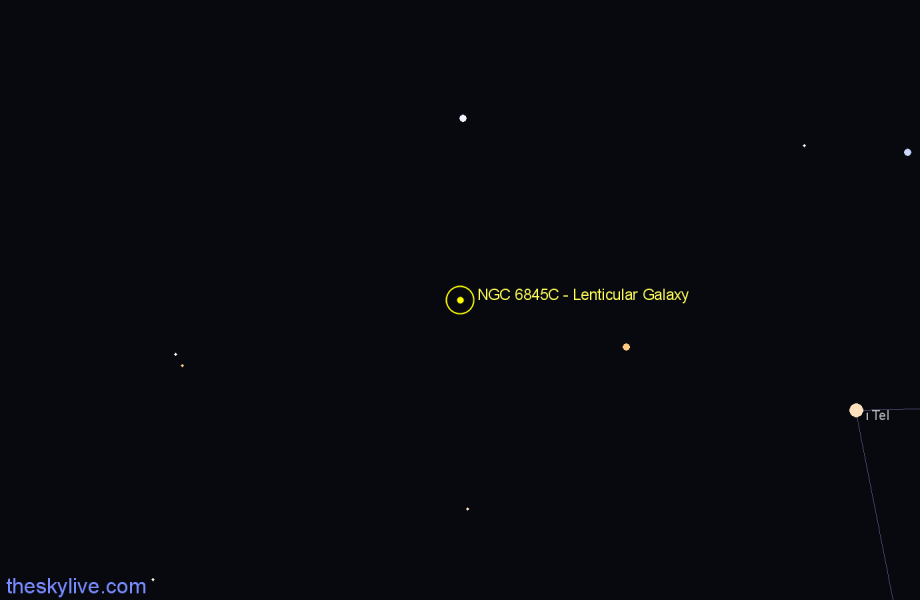 Finder chart NGC 6845C - Lenticular Galaxy in Telescopium star