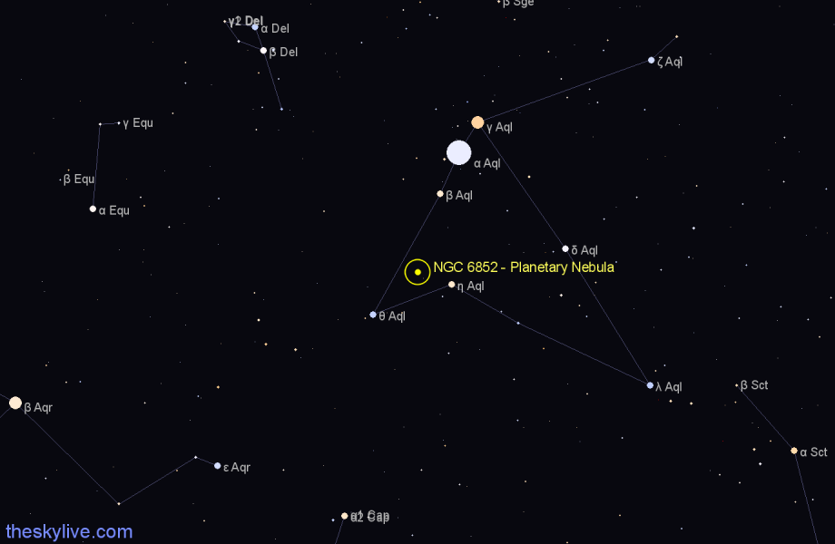 Finder chart NGC 6852 - Planetary Nebula in Aquila star