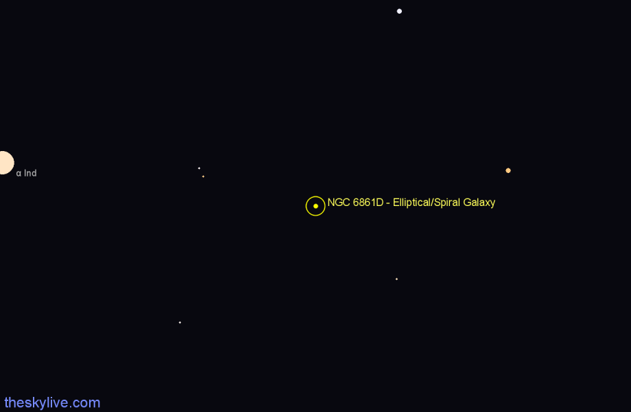 Finder chart NGC 6861D - Elliptical/Spiral Galaxy in Telescopium star