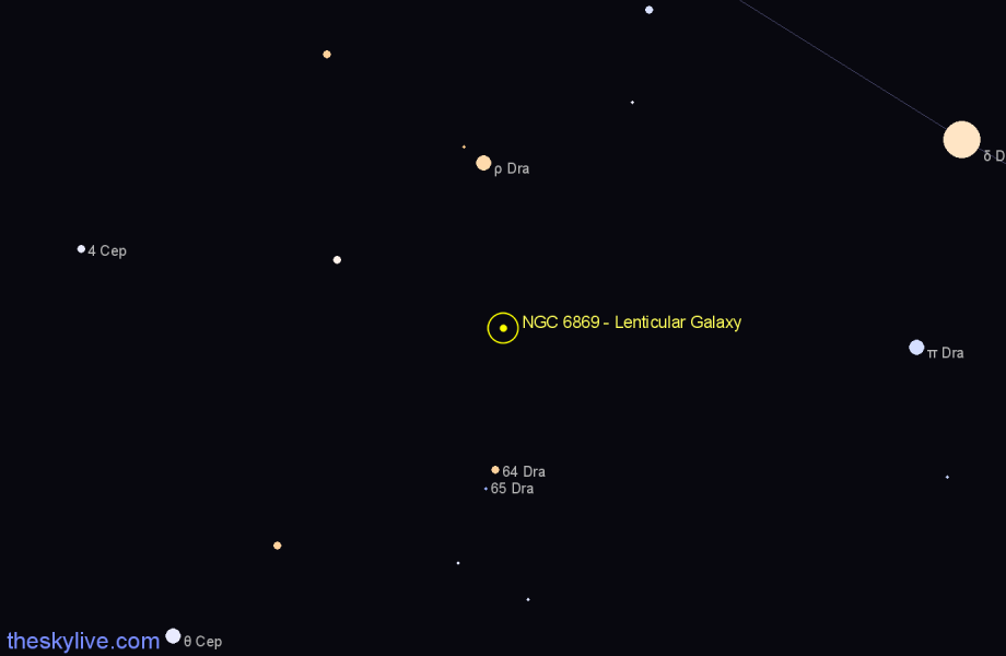 Finder chart NGC 6869 - Lenticular Galaxy in Draco star