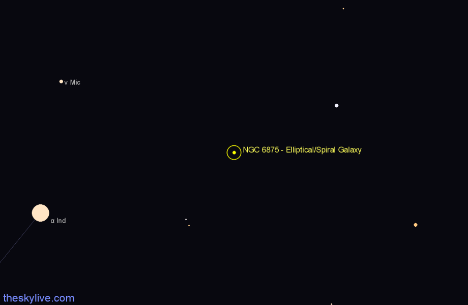 Finder chart NGC 6875 - Elliptical/Spiral Galaxy in Telescopium star