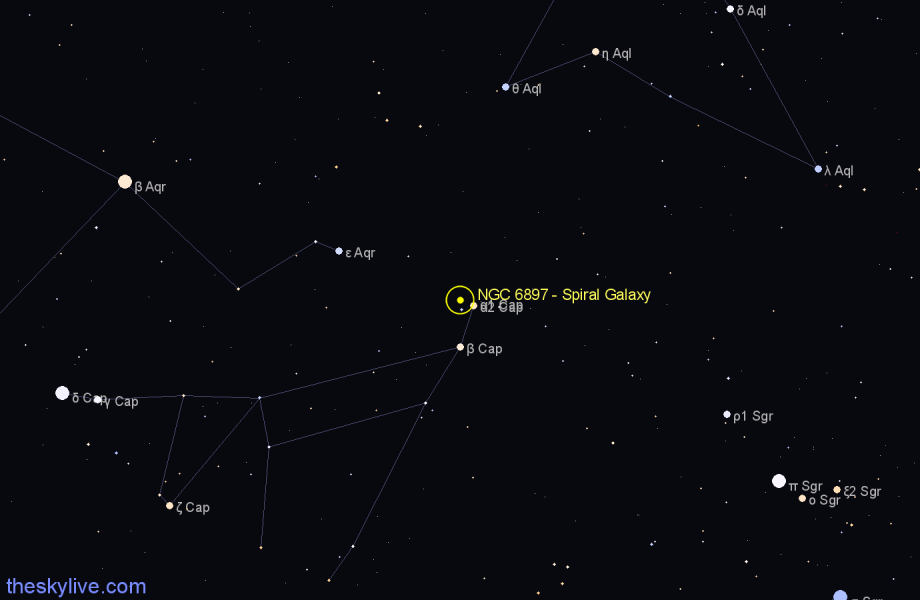 Finder chart NGC 6897 - Spiral Galaxy in Capricornus star
