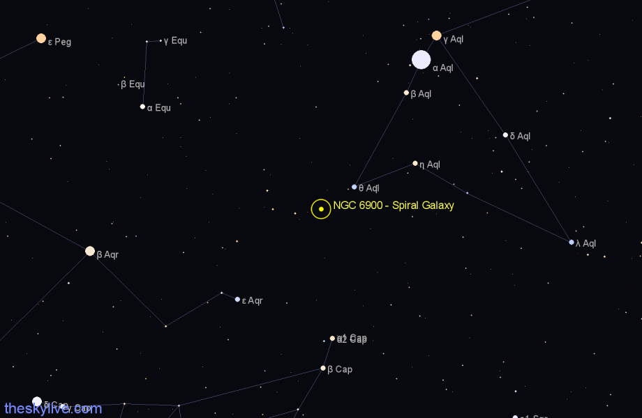 Finder chart NGC 6900 - Spiral Galaxy in Aquila star