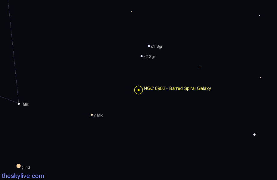 Finder chart NGC 6902 - Barred Spiral Galaxy in Sagittarius star