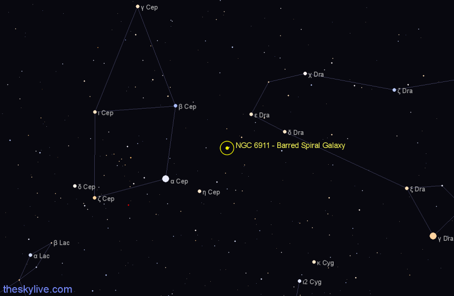 Finder chart NGC 6911 - Barred Spiral Galaxy in Draco star